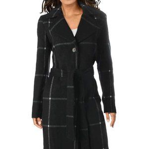 Windowpane Wool Trench Coat